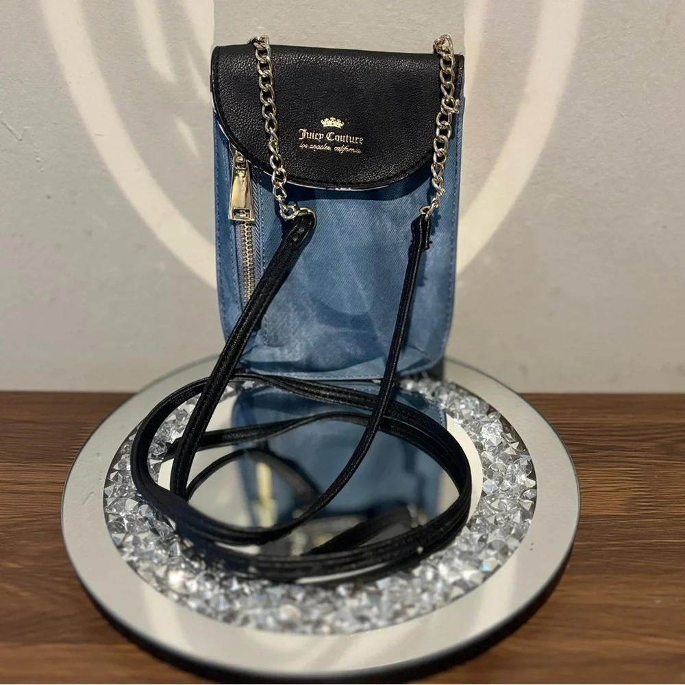Juicy Couture Crossbody mini cellie Bag Black and Blue Chic Design